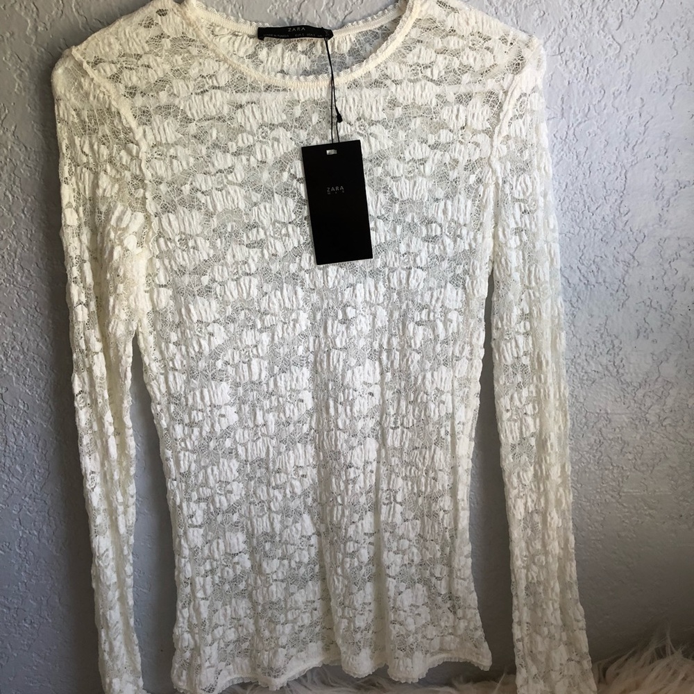 Zara White Lace Top